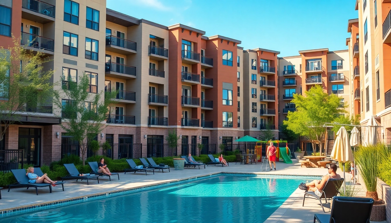 View of Glendale AZ apartments showcasing a vibrant community atmosphere and modern amenities.