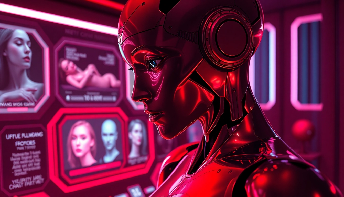 Enjoy an alluring glimpse of horny AI companionship with a humanoid robot in a stylish setting.