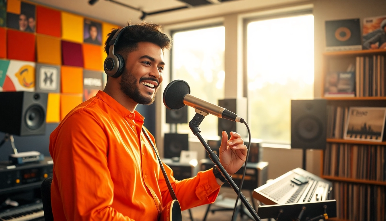 Achieving Streaming Success through vibrant creative music production in a professional studio setting.