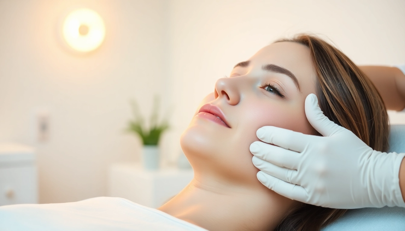 Patient undergoing a Fett-weg Spritze treatment in a calm clinic environment.
