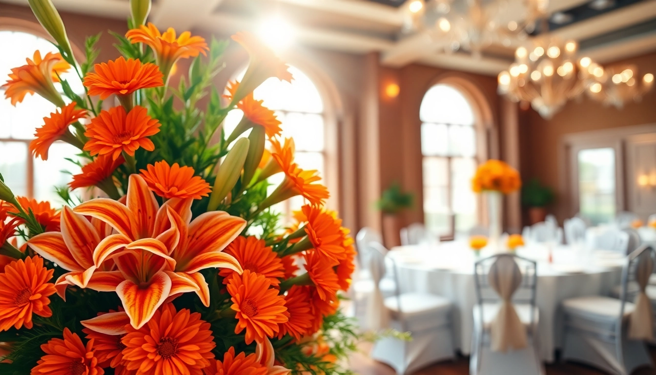 Capture stunning Orange County event flowers in a vibrant floral arrangement at an elegant venue.