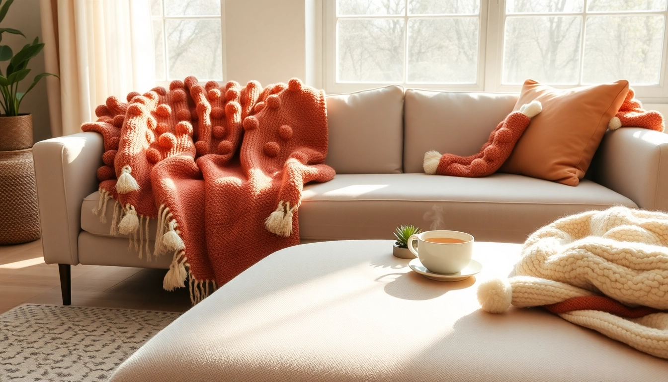 Adorn your space with Moroccan Cotton Pompom Blankets for a cozy, stylish look.