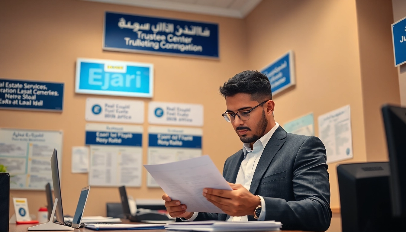 Process of ejari cancellation with a tenant and representative in a professional setting.