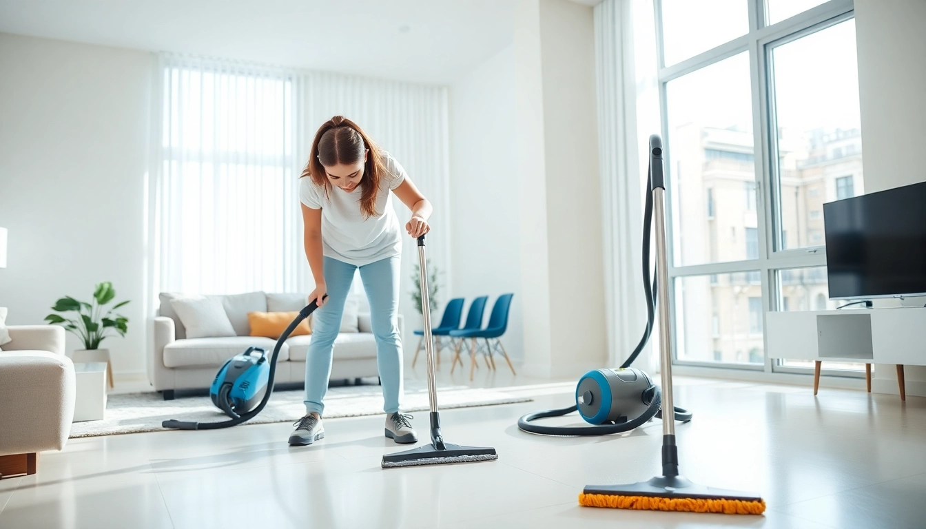Bond cleaning Logan services offered by a professional cleaner in a bright apartment.