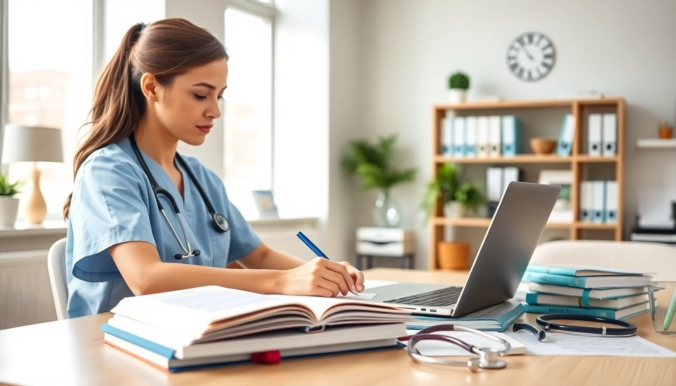 Nursing essay writing services showcased by a dedicated nurse in a professional setting.