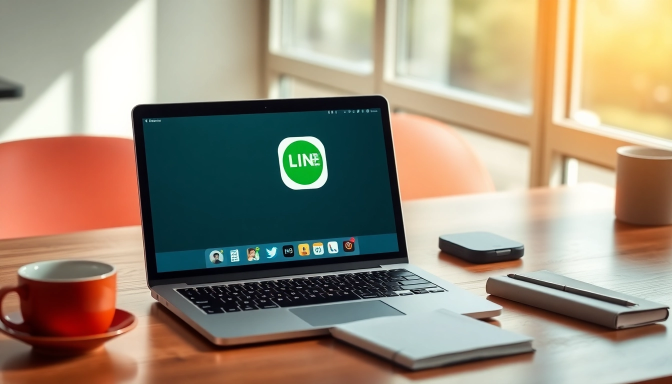 Download the LINE application for desktop with a user-friendly interface displayed on a laptop.