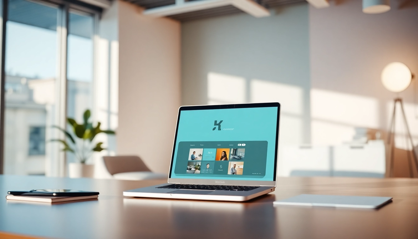 Explore the user-friendly features of 美洽官网 through an engaging laptop display in a modern workspace