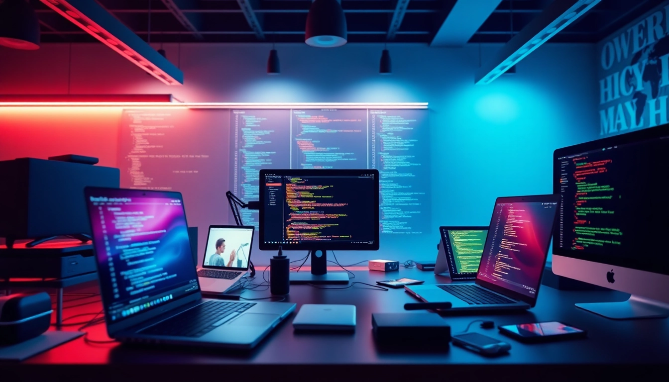 Enhance your wps skills in a vibrant workspace with modern coding tools and devices.