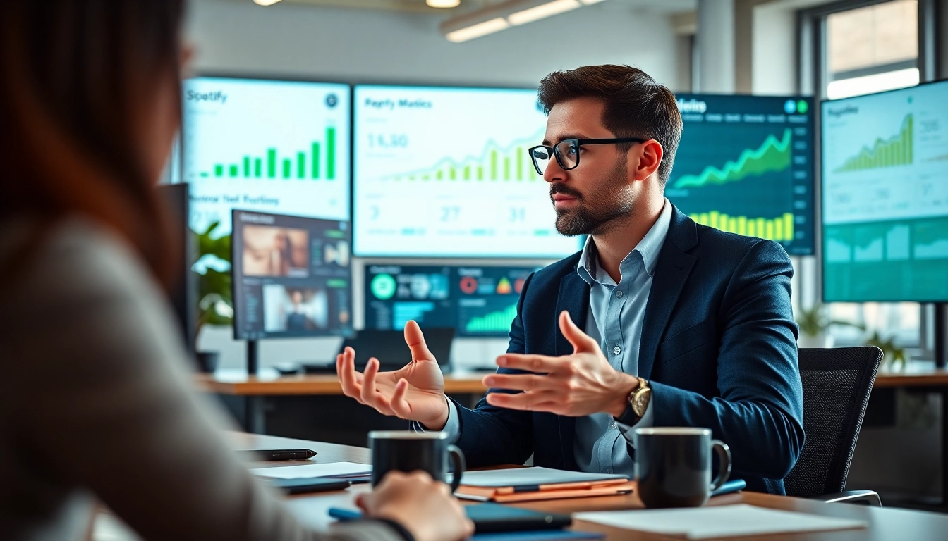 Optimize your spotify promotion with insightful analysis in a modern workspace.