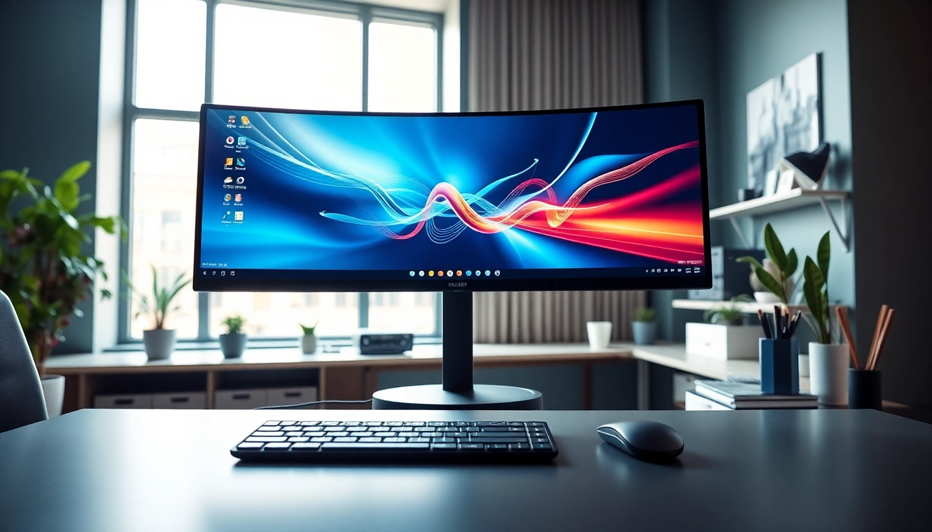 Using a virtual desktop to enhance productivity in a modern office setting.