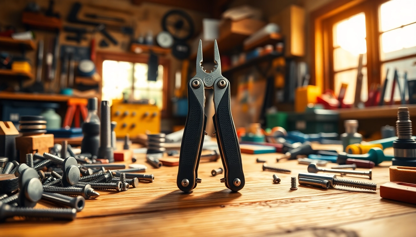 Fasten Tools und Materialien auf einem gut organisierten Arbeitsbereich in einer Werkstatt
