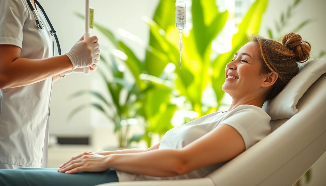 Patient receiving Chelation Therapy in a serene medical spa environment, emphasizing care and comfort.