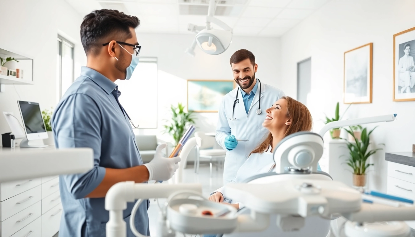 Engaging dental office scene showcasing Dental PPC benefits in a professional setting.