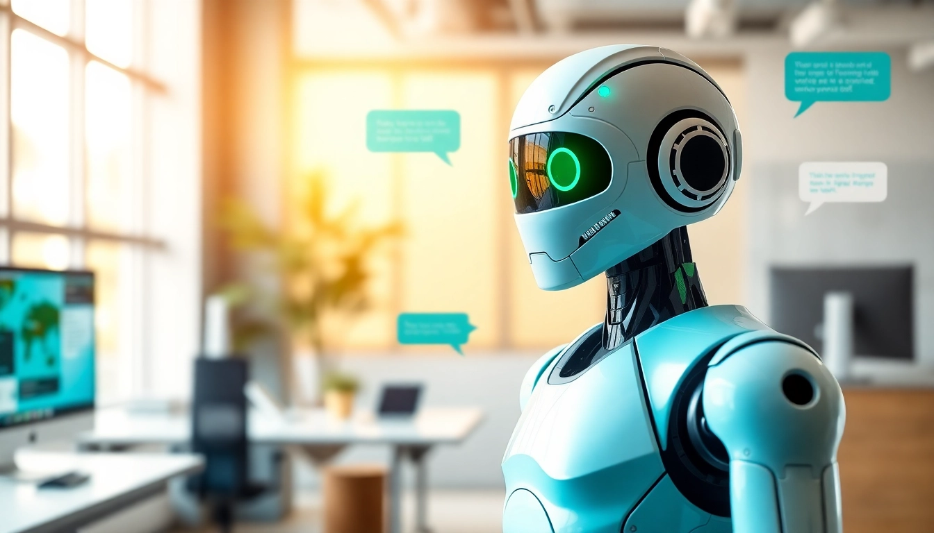 Engage users effectively with a chatgpt bot for website, featured in a modern office setting.