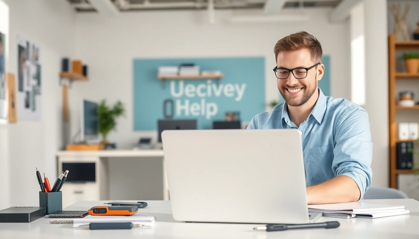 Technician providing computer help near me in a professional office setting with tools.