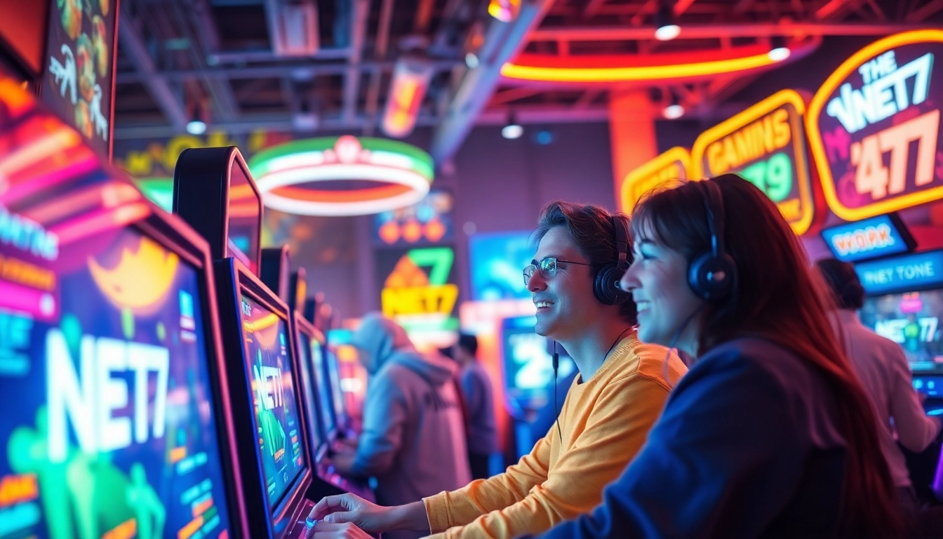 Menggambarkan pemain terlibat dalam net77 game yang menarik di lingkungan yang cerah dan energik.