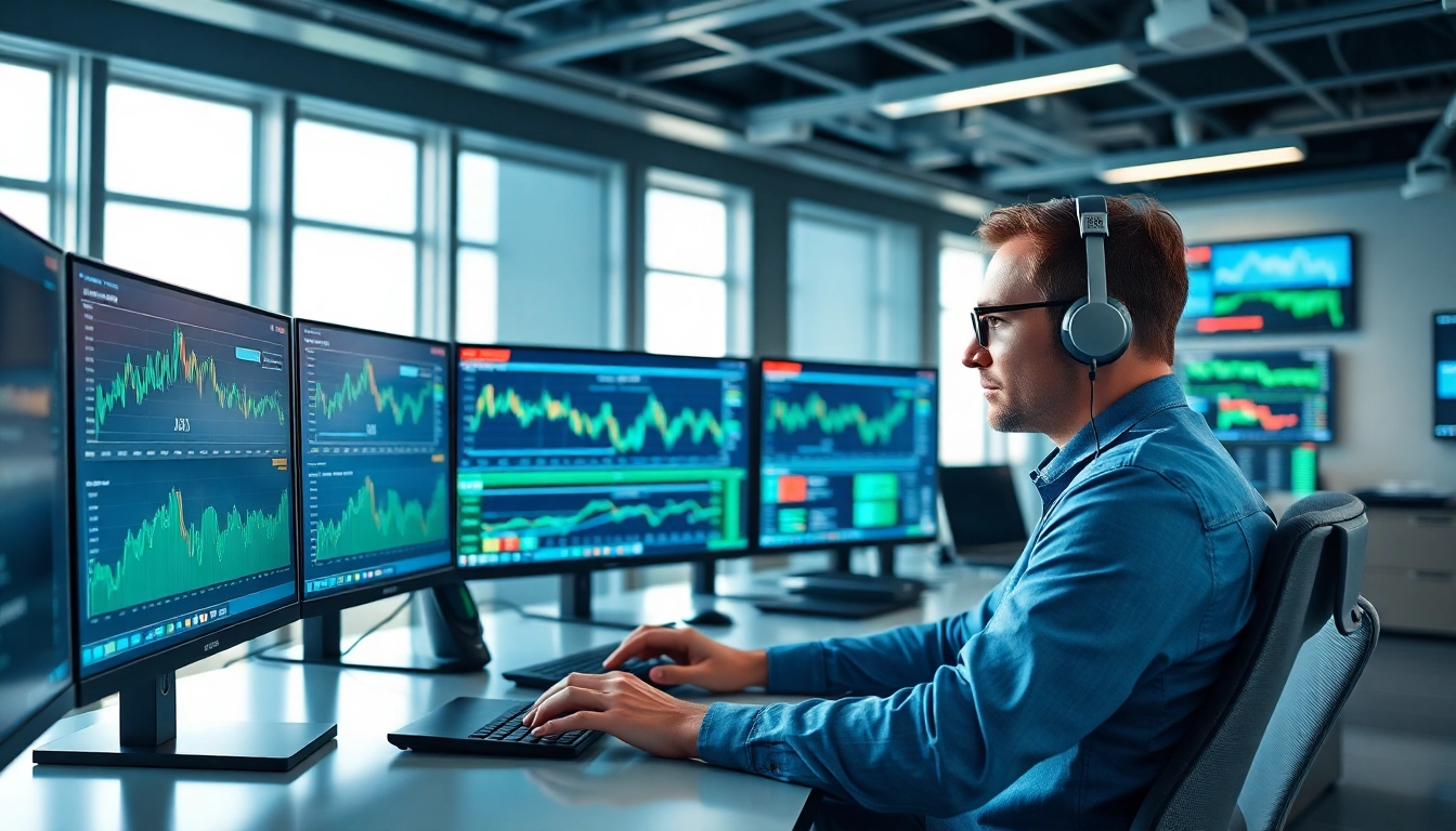 Financial analyst utilizing ai stock picker technology to analyze market trends and select optimal investments.