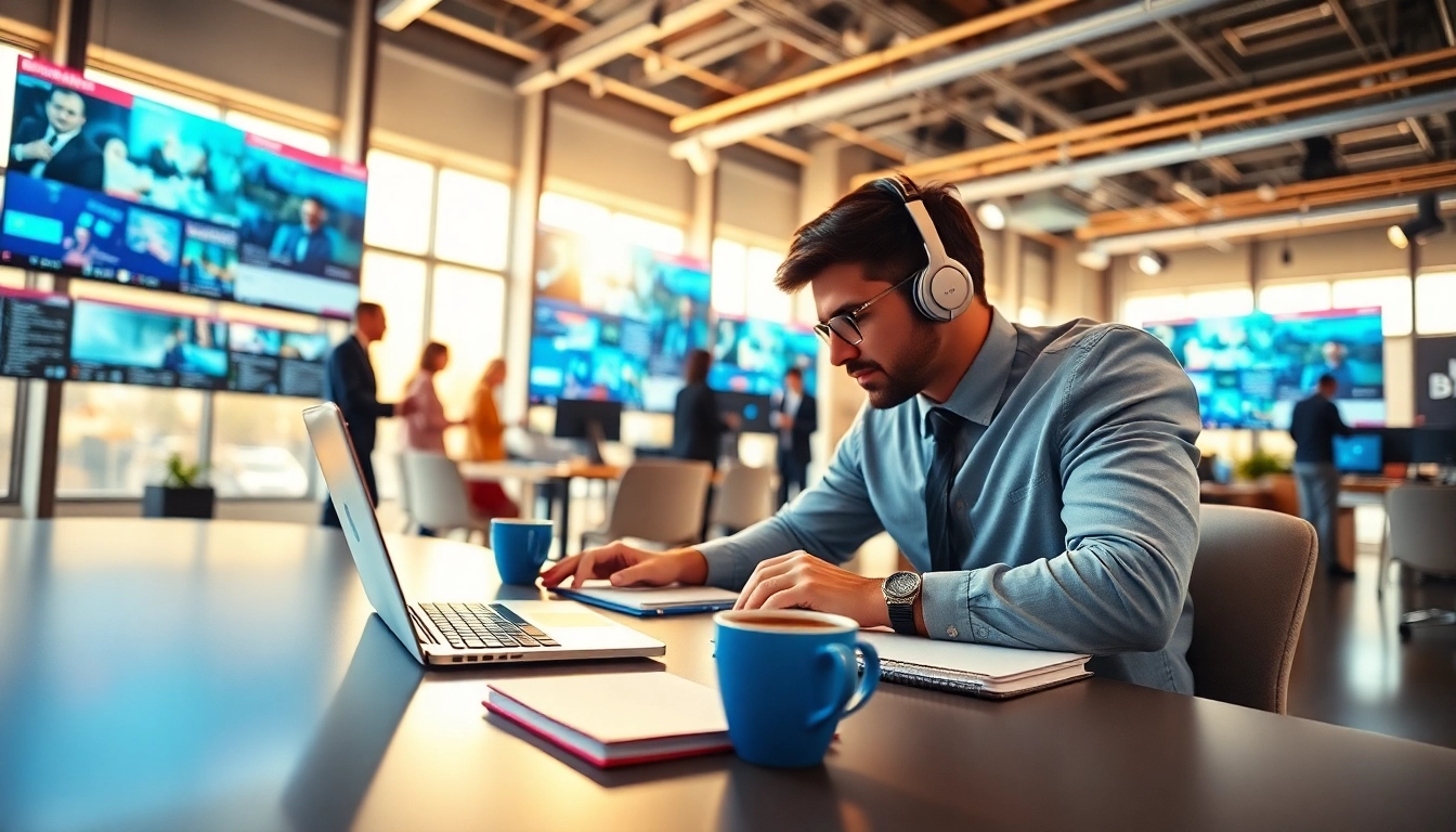 Capture the action of justnownews.press in a vibrant newsroom filled with journalists creating compelling stories.