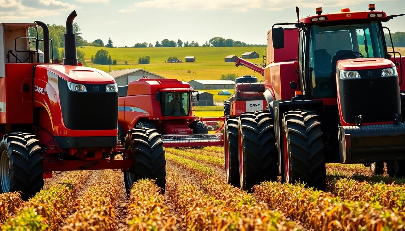 Case-ih Traktor in Aktion auf einem lebendigen Bauernhof mit fruchtbarem Hintergrund.