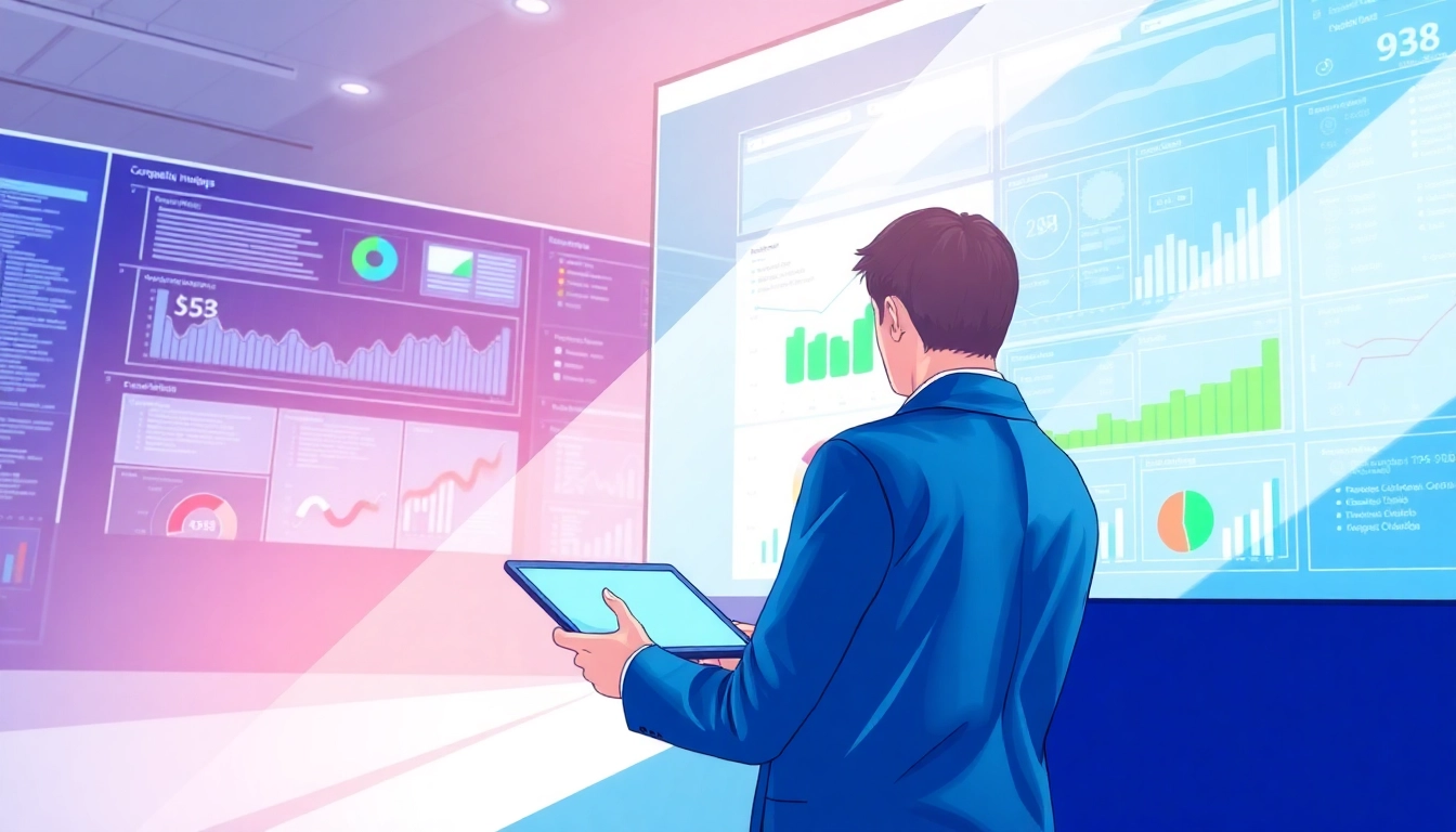 An insightful business professional utilizing AI for competitive intelligence data analysis