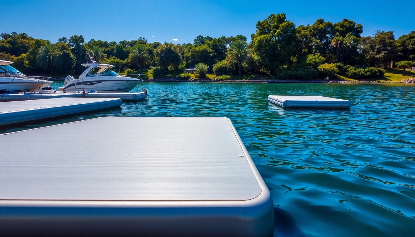 Enhance leisure with beautiful floating docks in a tranquil waterfront setting.