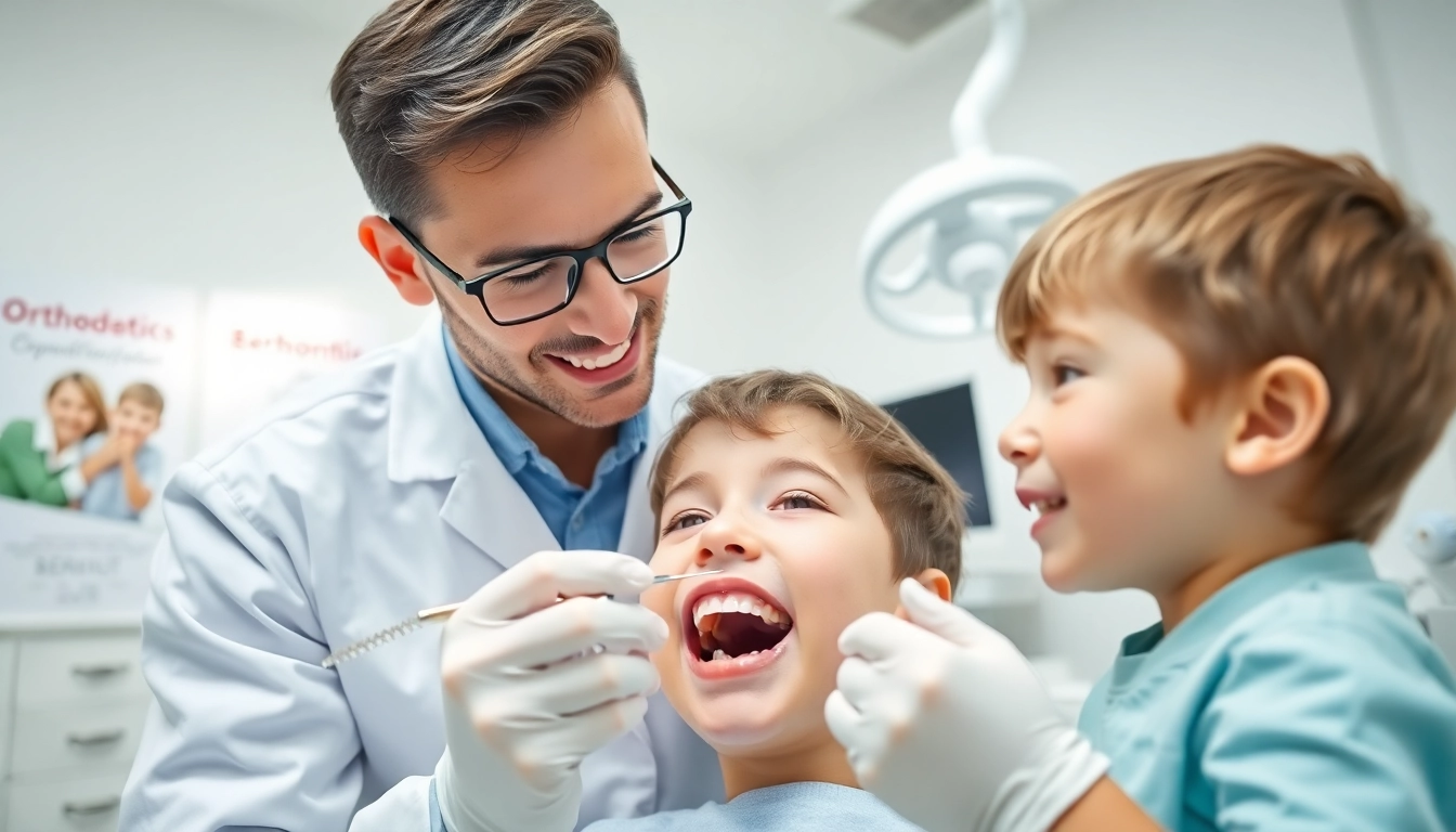 Orthodontics edmonton professional examining a child's dental health in a modern clinic
