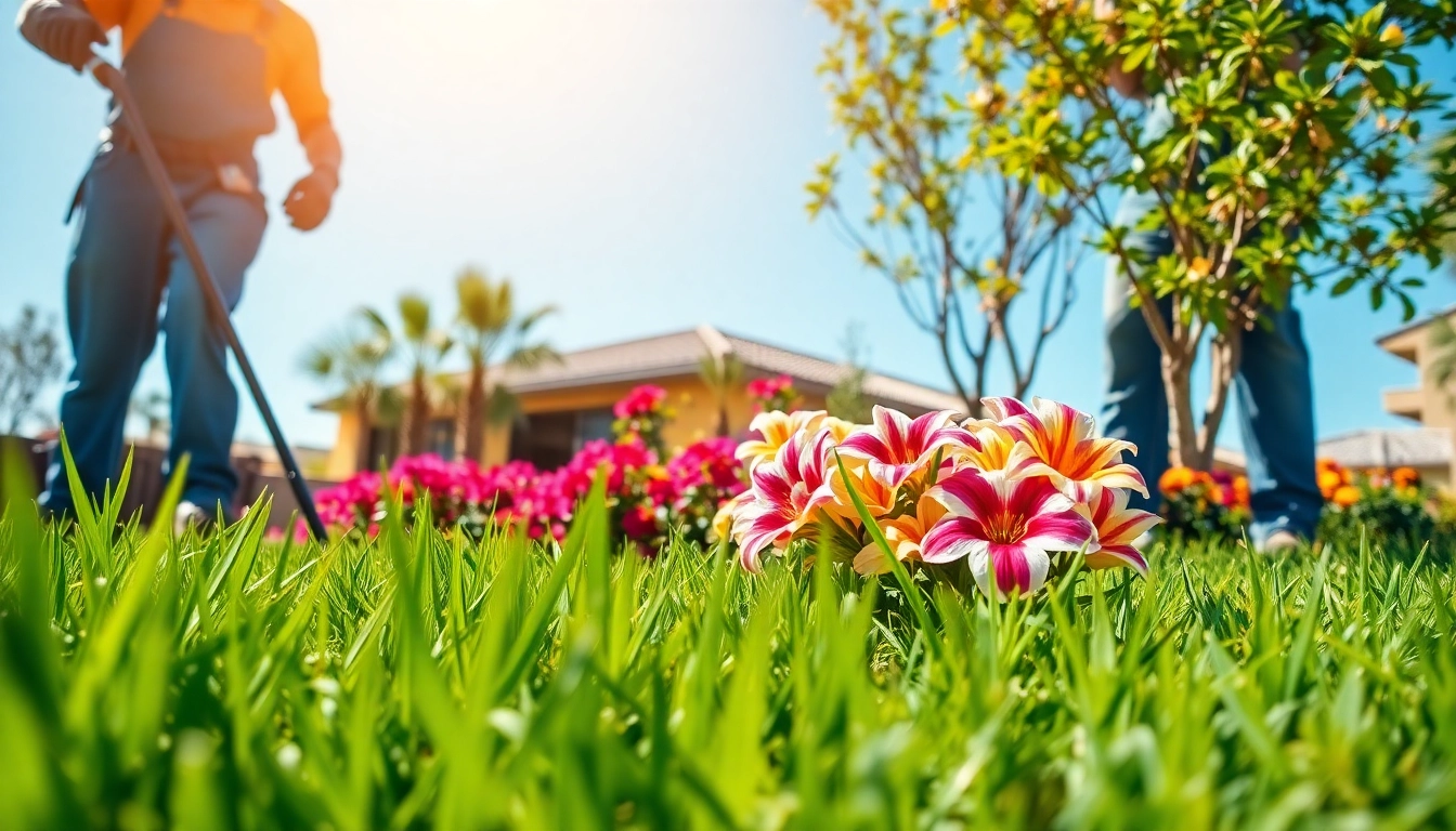 Expert landscaper services San tan valley enhancing a vibrant garden with green grass and colorful flowers.