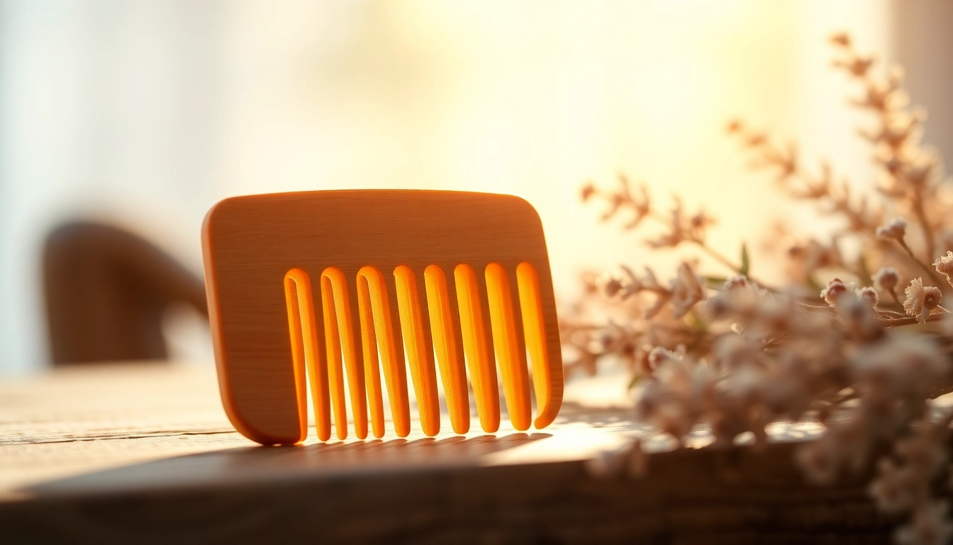 Style hair effortlessly using a wide tooth comb designed for gentle detangling and styling.
