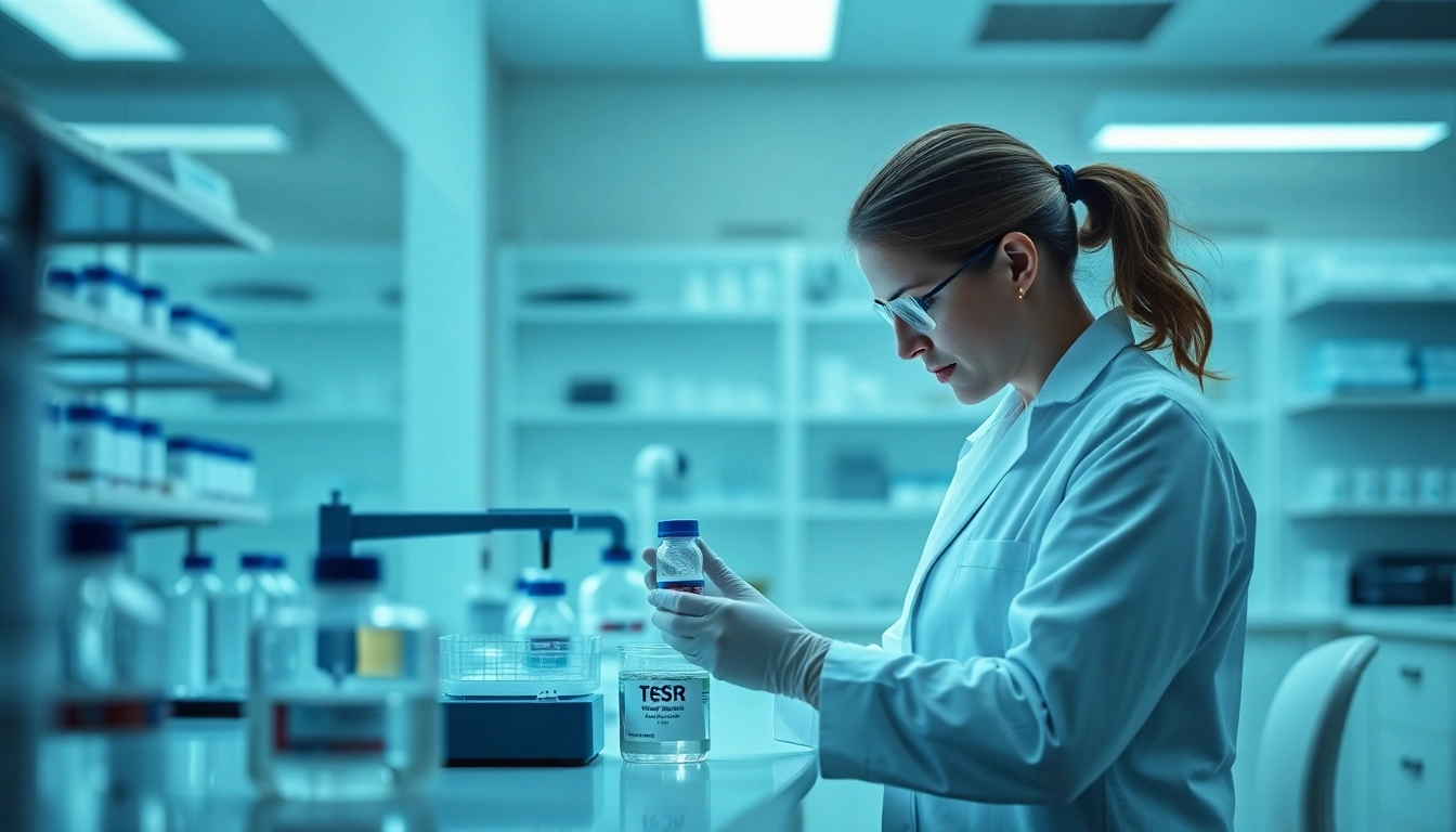 Researcher conducting an all check analysis with TeSR™ feeder-free pluripotent stem cell media in a lab.
