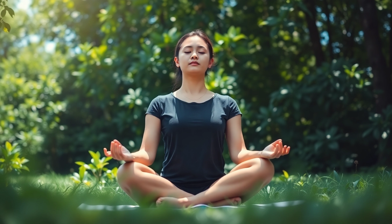 Practicing mindfulness and dealing with stress in a natural and serene setting.