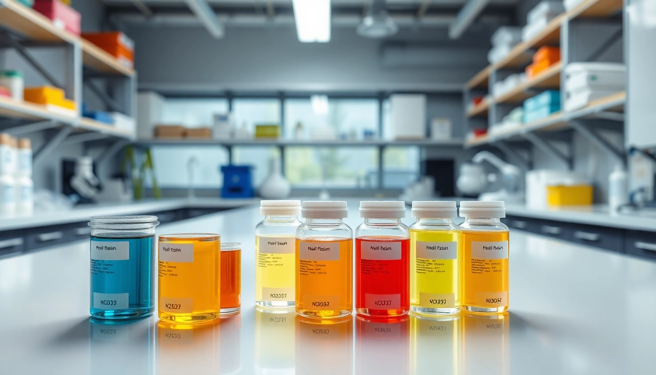 Showcasing infusion resins in a professional lab environment highlighting clarity and application.