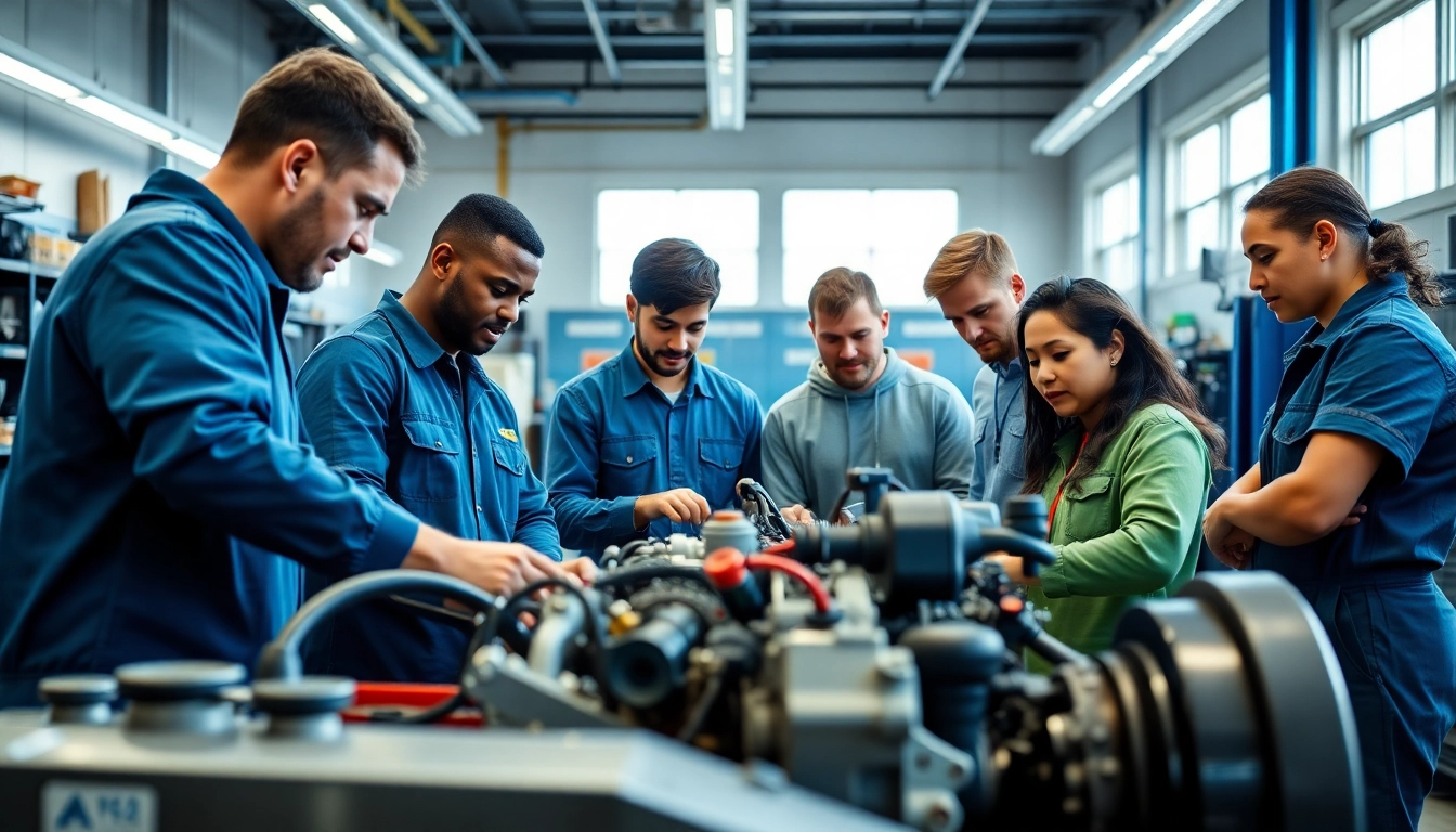 Students at a trade school in Tennessee learning automotive skills hands-on.