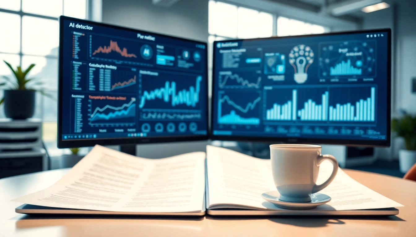 Analyze content with the advanced ai detector tool showcased in a modern office.