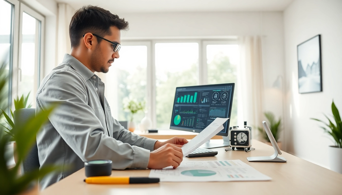 Calculate residential energy calculation metrics with expert analysis in a bright home office.