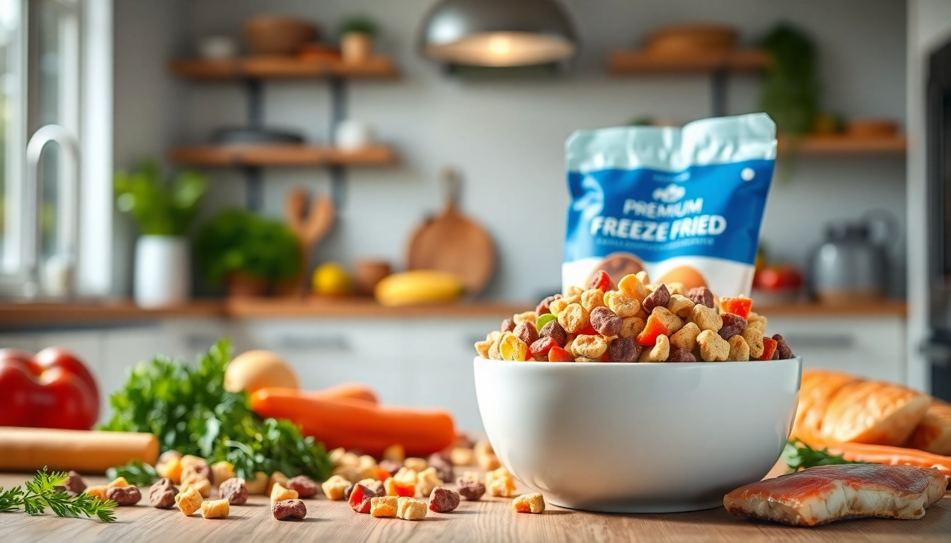 Highlighting premium dr marty pet food canada with fresh ingredients in a modern kitchen setup.