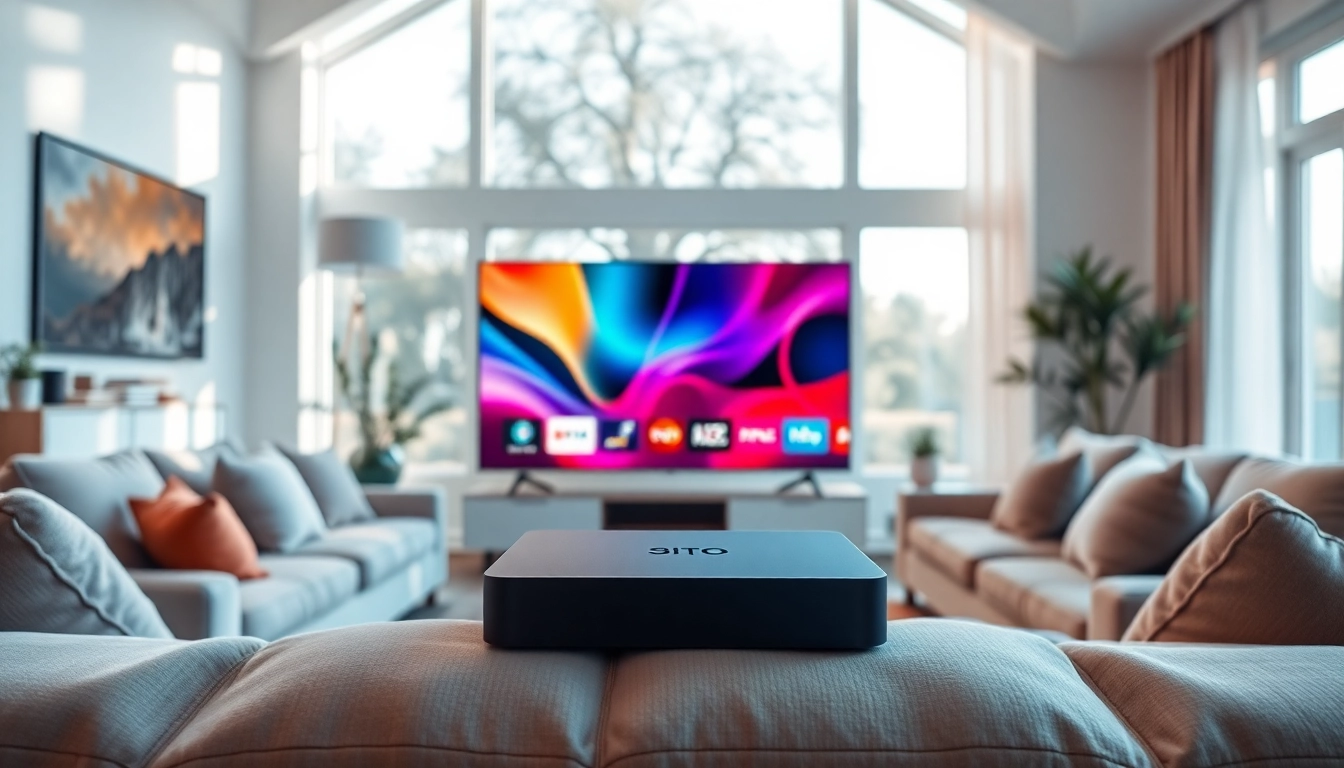 Experience seamless streaming with the superbox in a cozy home entertainment setting.