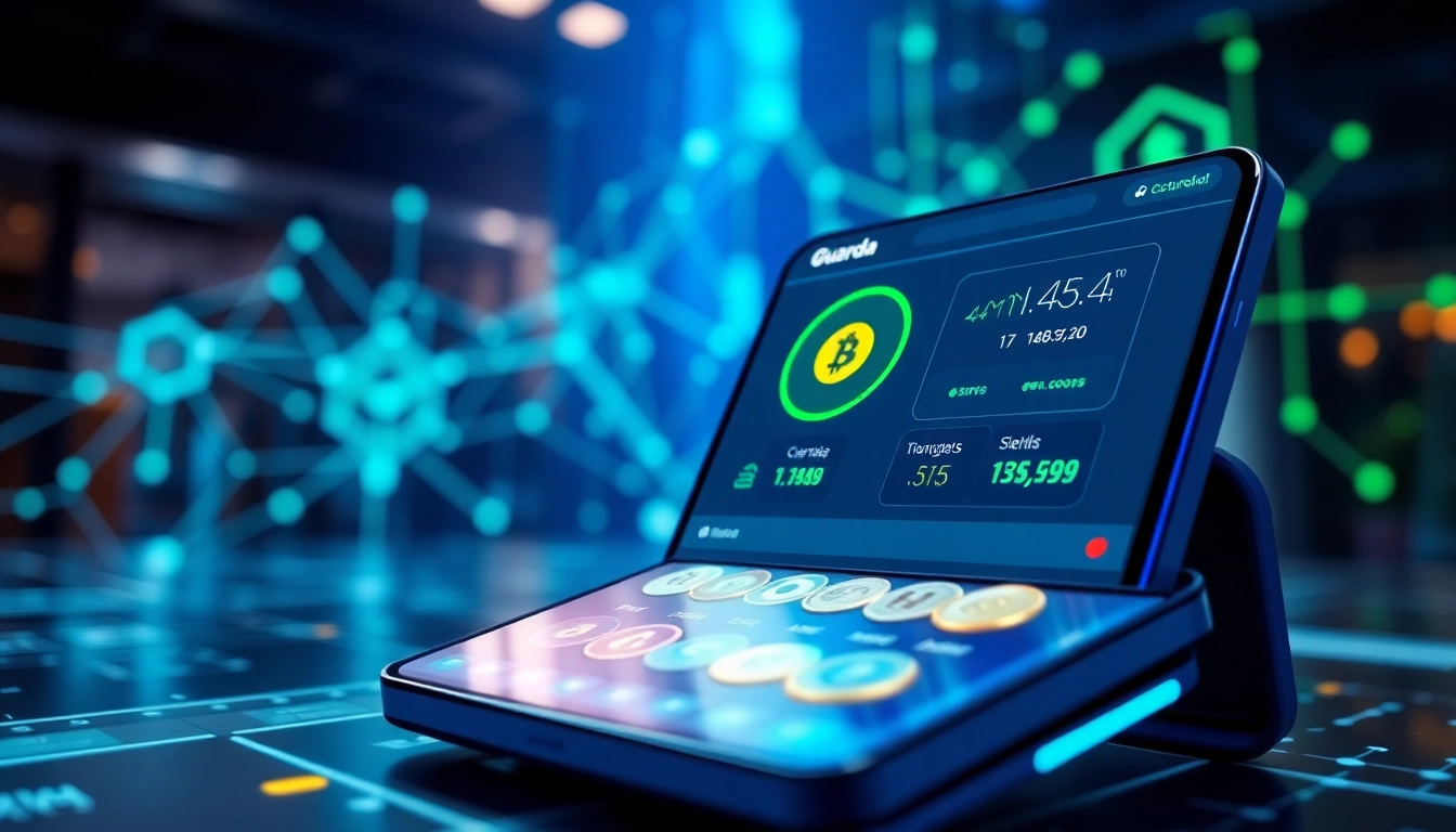 Interact with the guarda wallet's interface showcasing secure cryptocurrency transactions.
