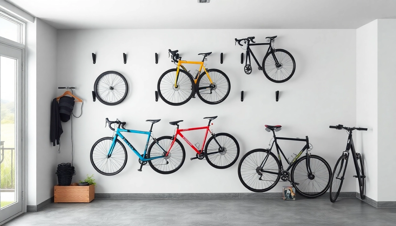 Showcase of a functional bike wall rack with modern design in an organized garage.