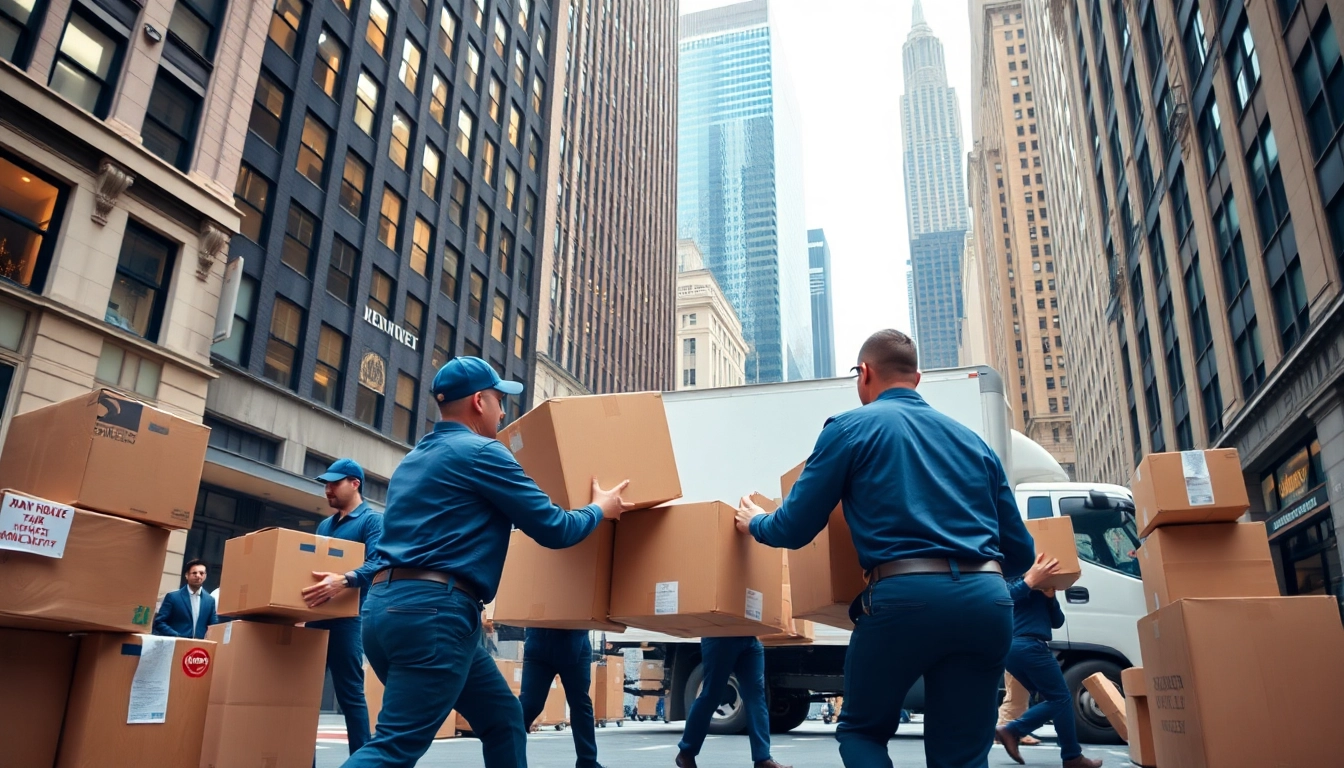 Moving team in action showcasing the Best movers nyc in a vibrant New York City setting.