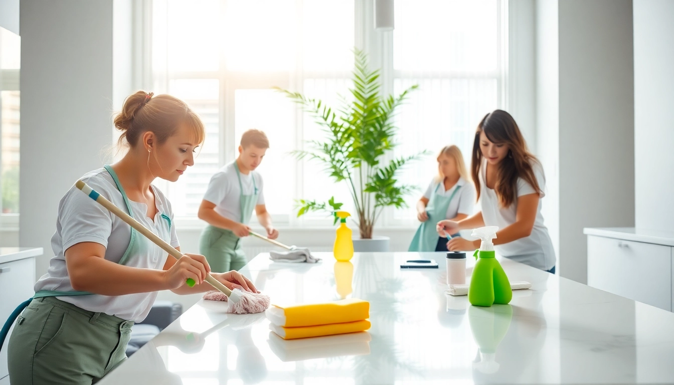 Efficient bond cleaning brisbane service team working in a modern apartment.