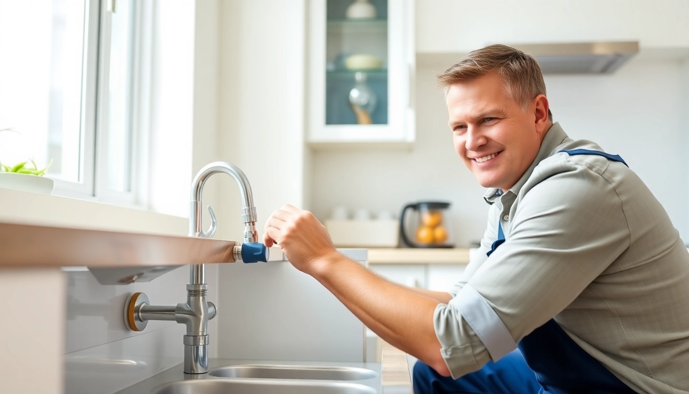 Reliable plumber kngihtdale performing maintenance in a modern kitchen, showcasing expertise.