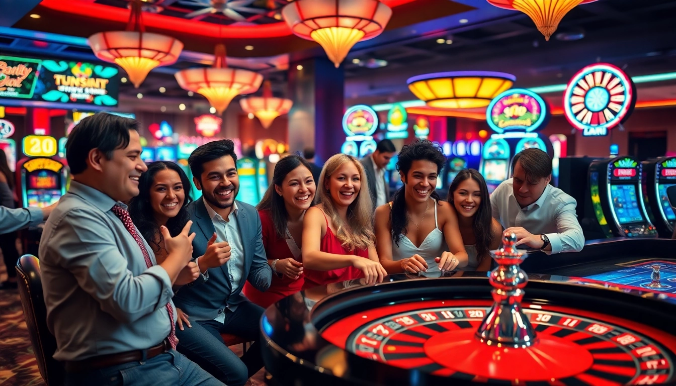 Aksi di situs https://qqmacan.id dengan pemain kasino yang bersemangat di lingkungan permainan yang ceria.