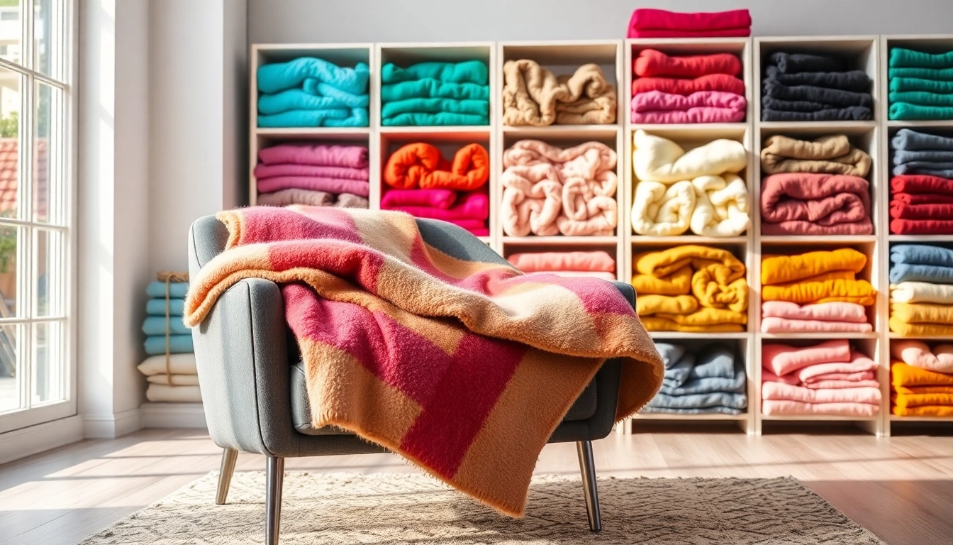 Verken fleece stoffen met verschillende kleuren en texturen in een gezellige omgeving.
