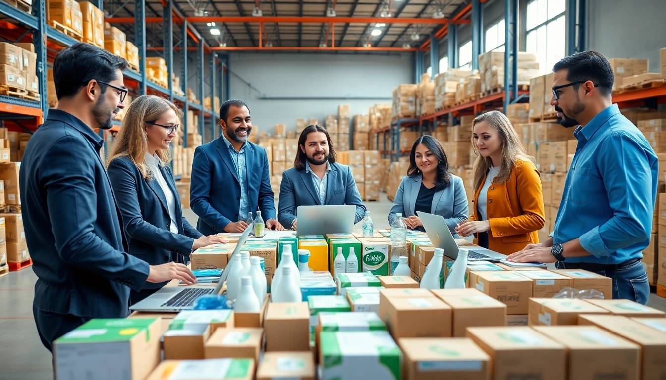 Business meeting about amazon wholesale strategies in a professional warehouse setting.