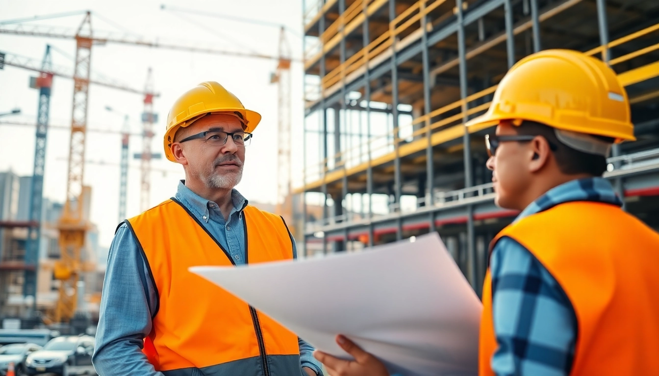 New York Construction Manager engaging with team on-site, illustrating leadership and teamwork.