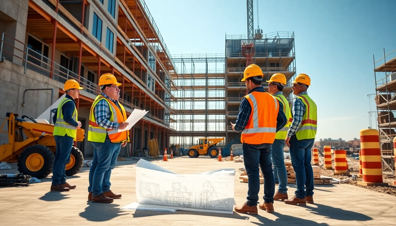 New Jersey Commercial General Contractor overseeing a construction project with workers and equipment.