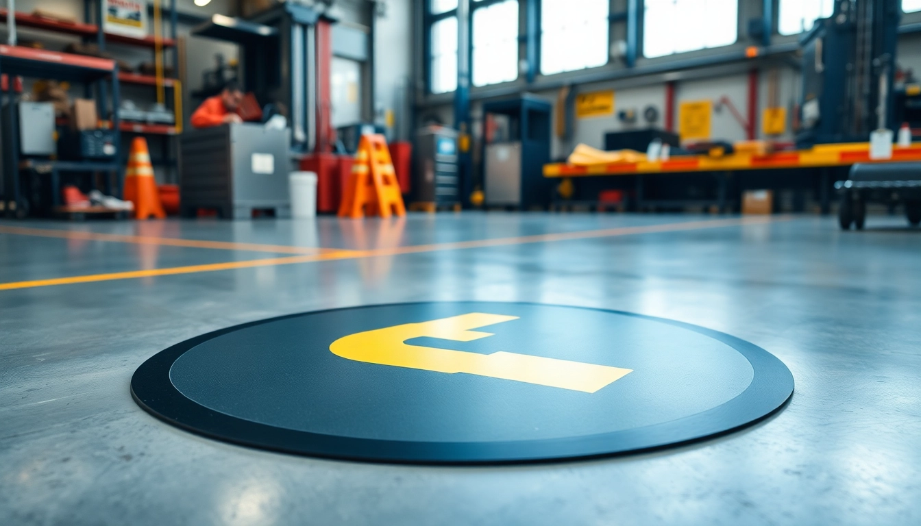 Aplicar el piso simbolo Mister Worker para mejorar la señalización de seguridad en el trabajo.