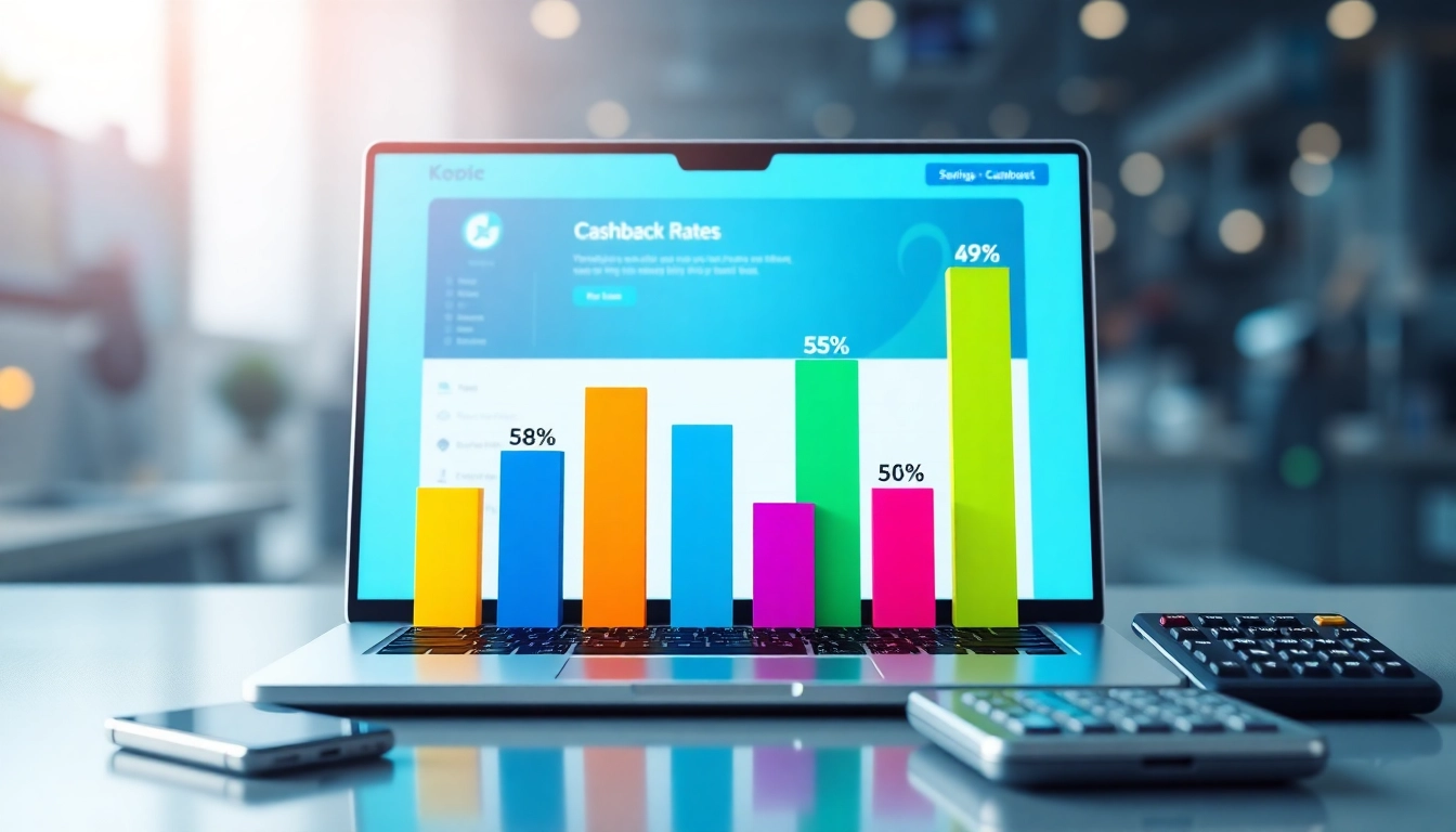 Compare cashback rates visually with a digital graphic showing savings percentages across platforms.