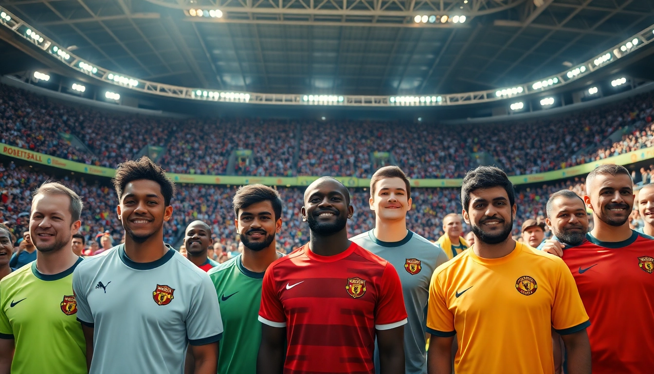 Showcasing fans in vibrant Cheap Football Shirts at a lively stadium.