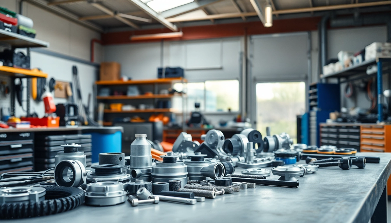 Showcasing Jerr Dan Parts on a workshop bench, highlighting high-quality automotive components.